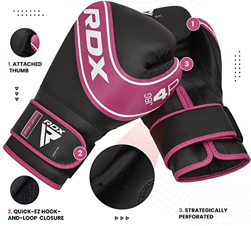 RDX Kids Boxing Gloves, 6oz 4oz Junior Training Mitts, Maya Hide Leather Ventilated Palm, Muay Thai Sparring MMA Kickboxing Fighting, Punch Bag Speed Ball Focus Pads Punching Workout