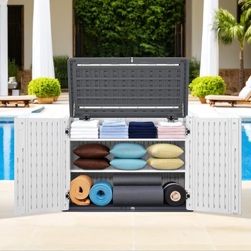 Macrout Plastic Storage Shed 4.3 x 2.5 ft, Waterproof Outdoor Storage Cabinet with Floor, Resin Shed for Garden and Patio (Medium)