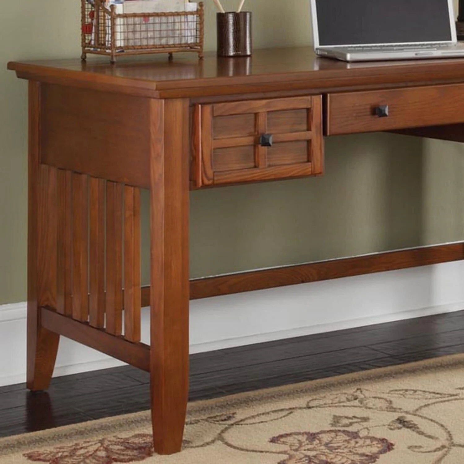 Homestock Mediterranean Mingle Brown Wood Executive Desk