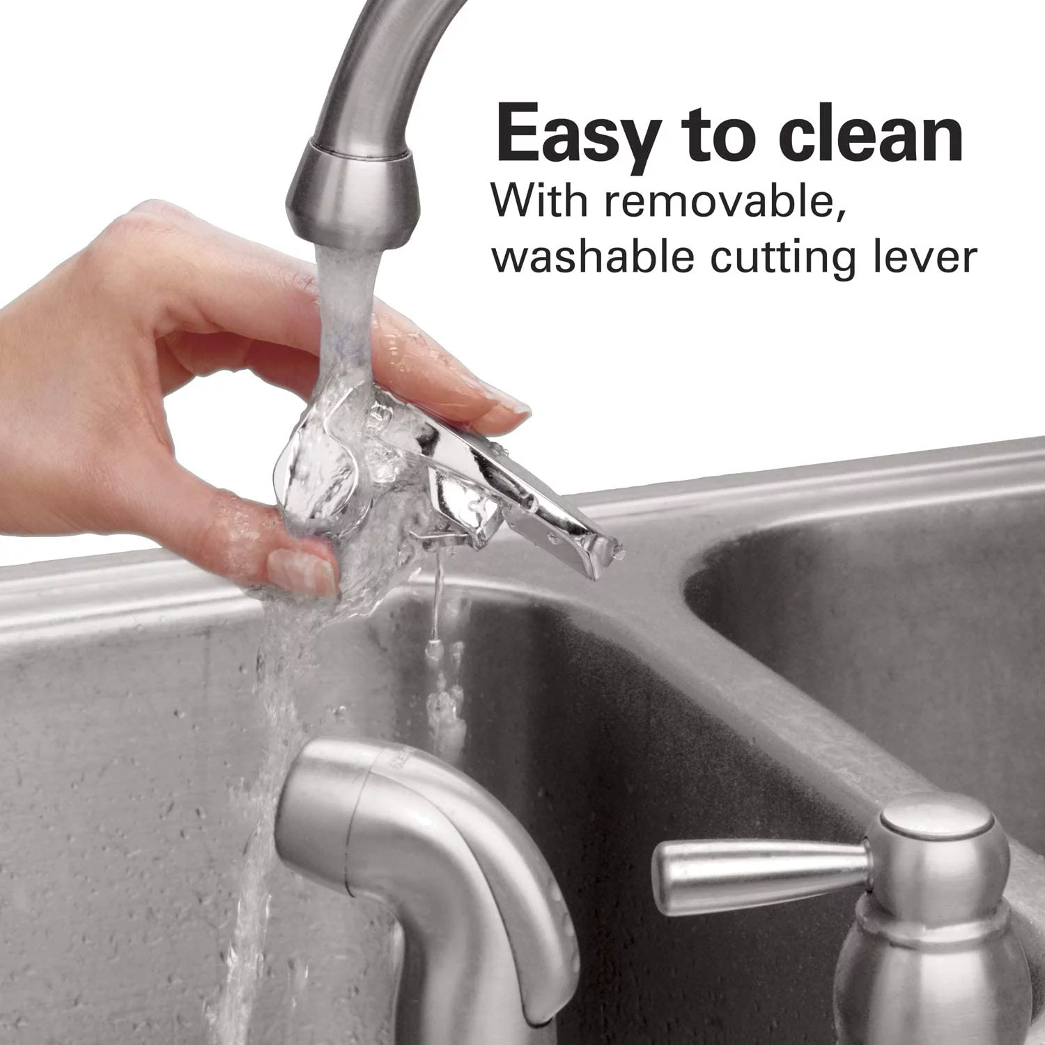 Electric Automatic Can Opener with Knife Sharpener, Easy-Clean Detachable Cutting Lever, Cord Storage, Brushed Stainless