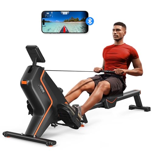 Magnetic Rowing Machines for Home (R05), Water Rowing (R10), 16 Levels of Quiet Resistance Foldable Compact Rowing Machine 350 LB Weight Capacity with Bluetooth, App Supported, Tablet Holder
