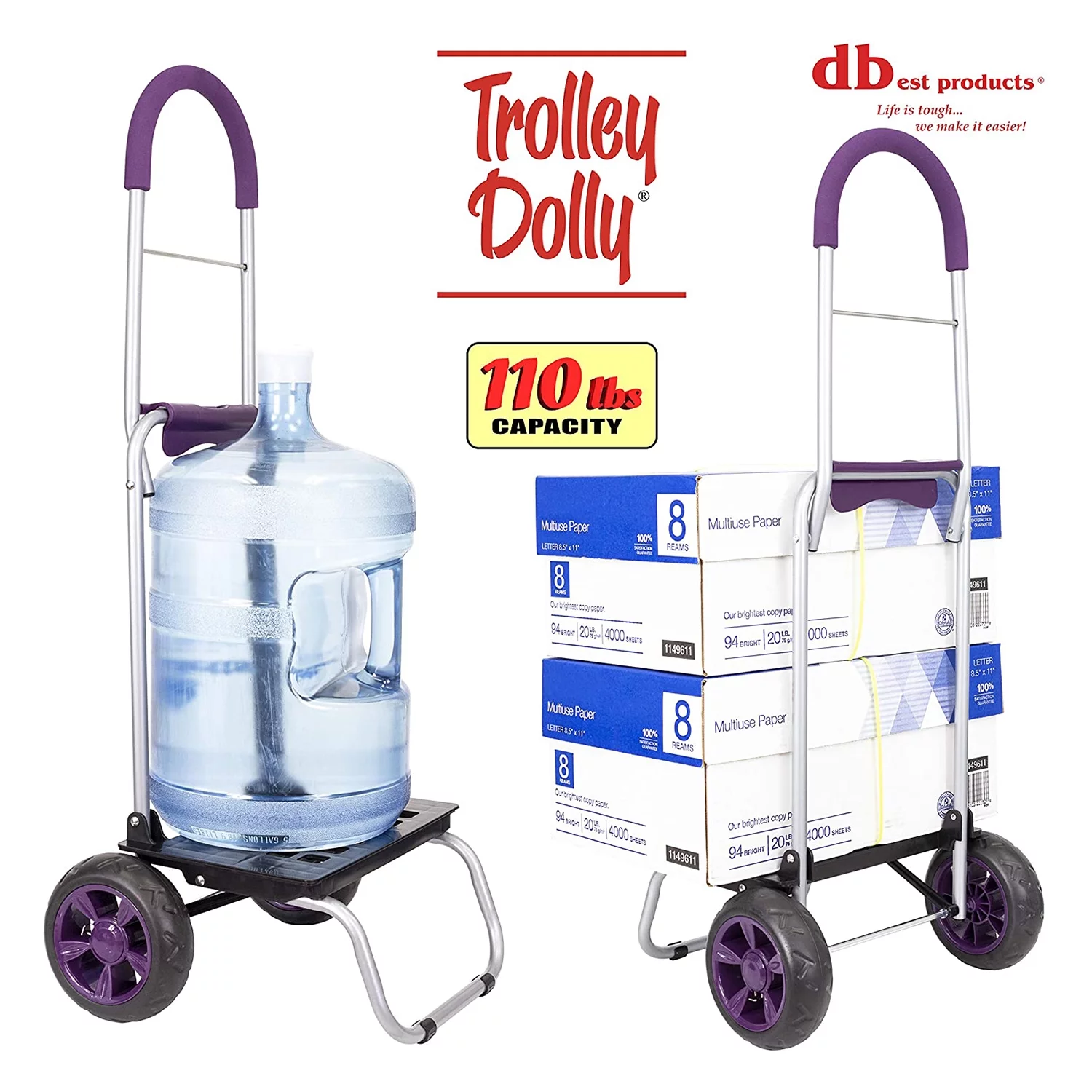 dbest products Trolley Dolly, Purple Shopping Grocery Foldable Cart