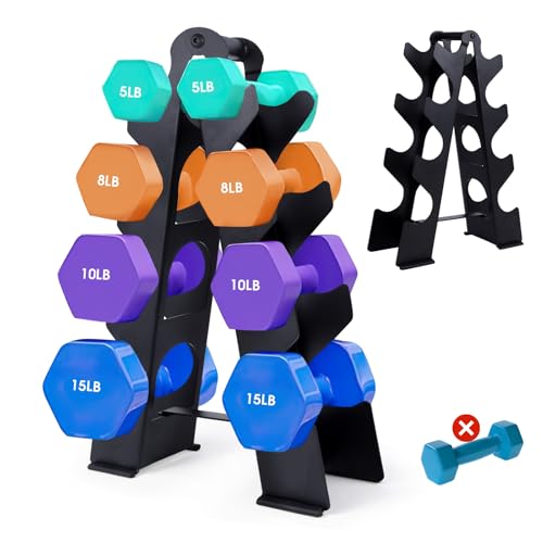 Dumbbell Rack Stand Only(Dumbbells not Included), Compact A-Frame Weight Rack for Dumbbells, Rust-Resistant Coated Dumbbell Storage Rack, Dumbbell Stand with Handle & Non-Slip Base for Home Gym
