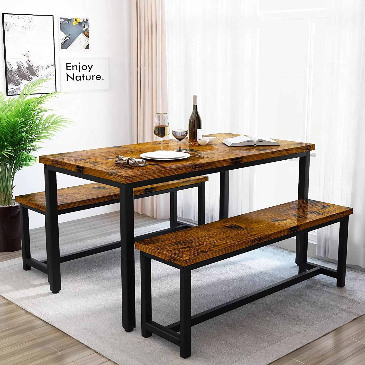 Recaceik 3-Piece Dining Table Set for 4-6 People，47