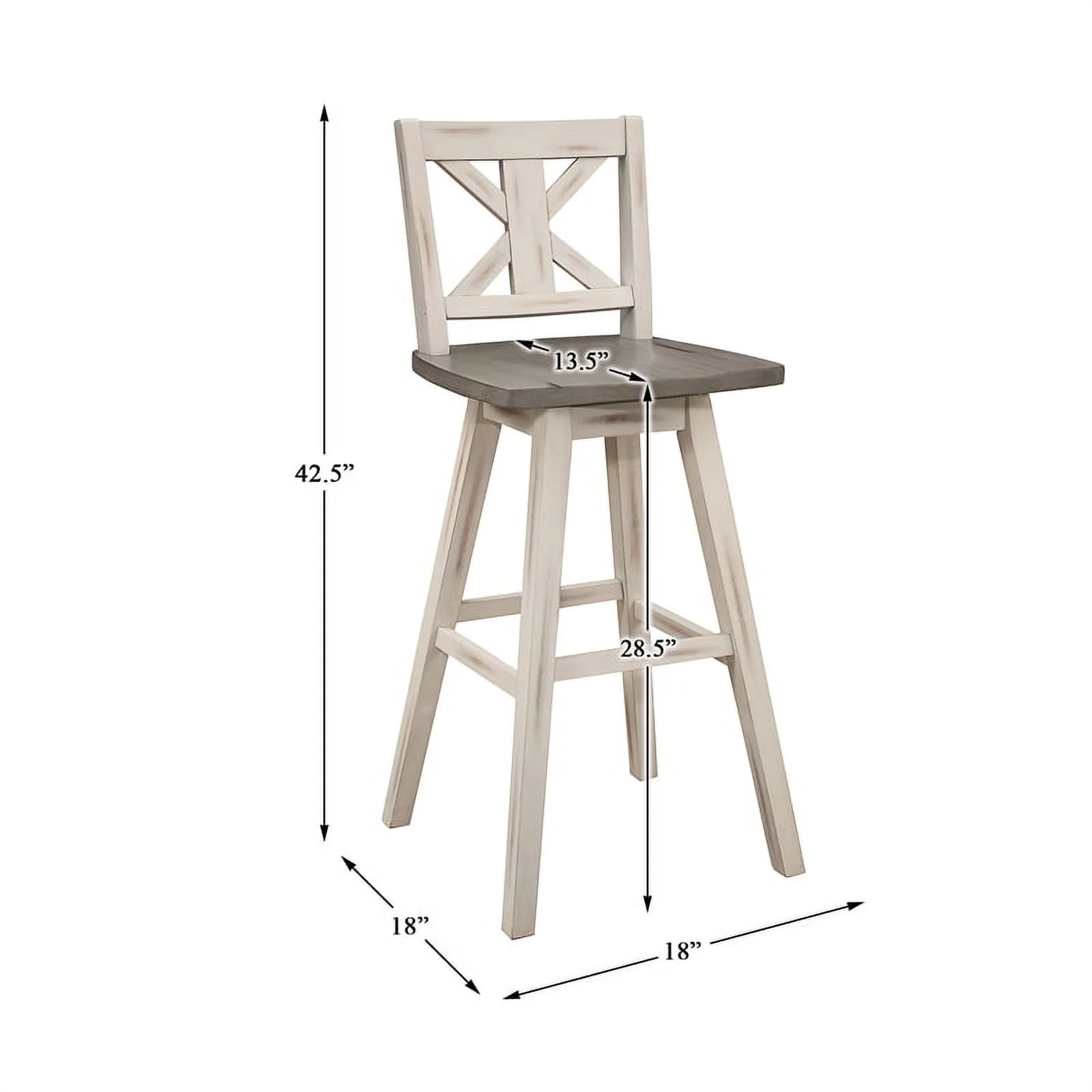 Lexicon Amsonia Cross Back Bar Height Dining Swivel Chair in White (Set of 2)