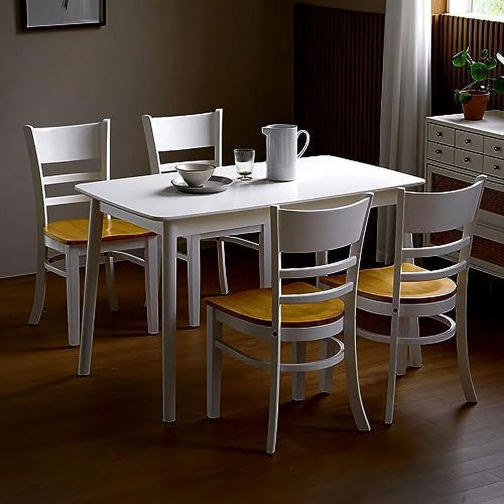 KHBIULIFE Cabin Wooden Dining Chairs Set of 2  Solid Malaysian Oak Wood Seat Ladder Back Armless Side Chairs (Walnut)