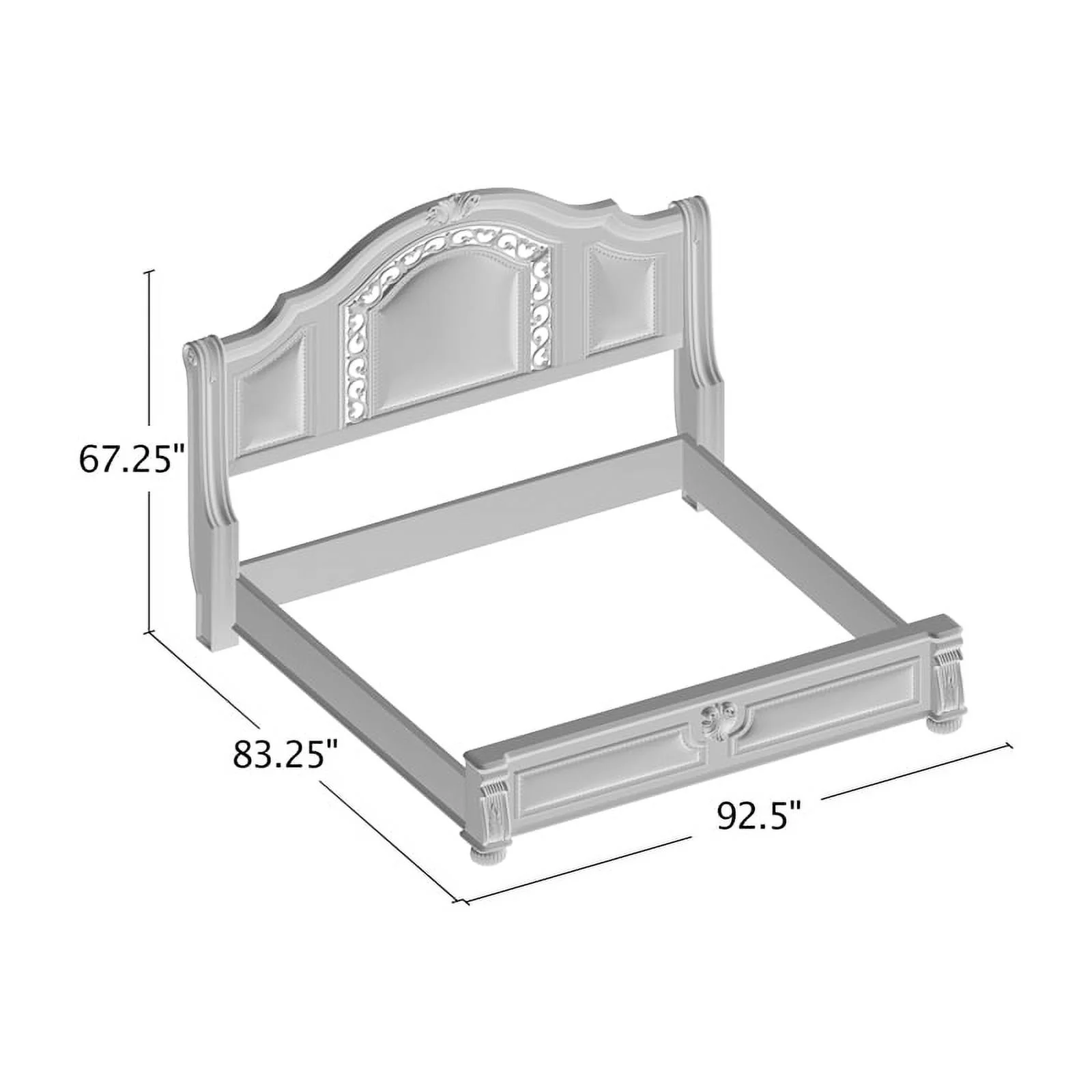 Bowery Hill Traditional Solid Wood Panel King Bed with Faux Leather in Cherry