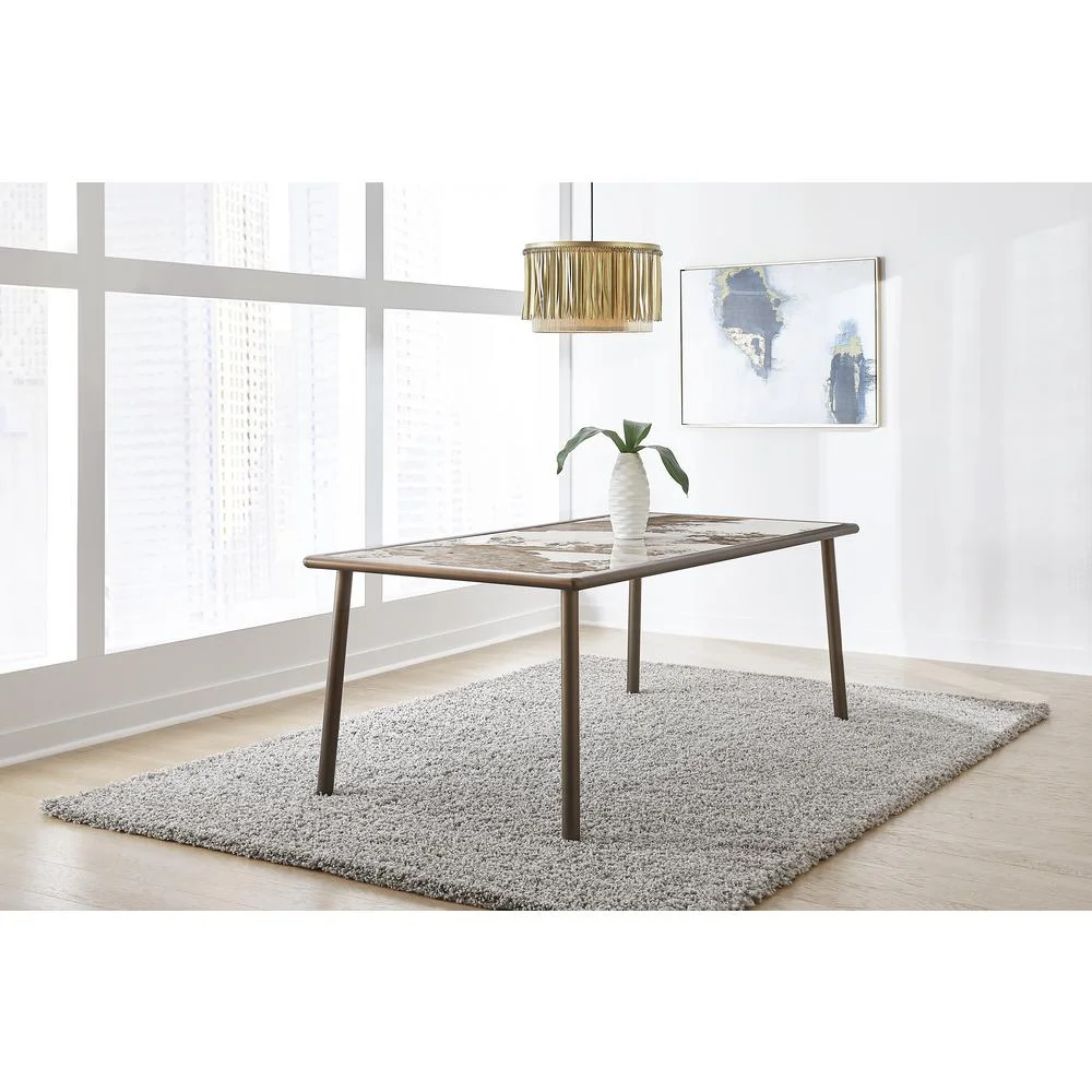 Modus Furniture Tulum Stone Top Dining Table with Bronze Metal Base