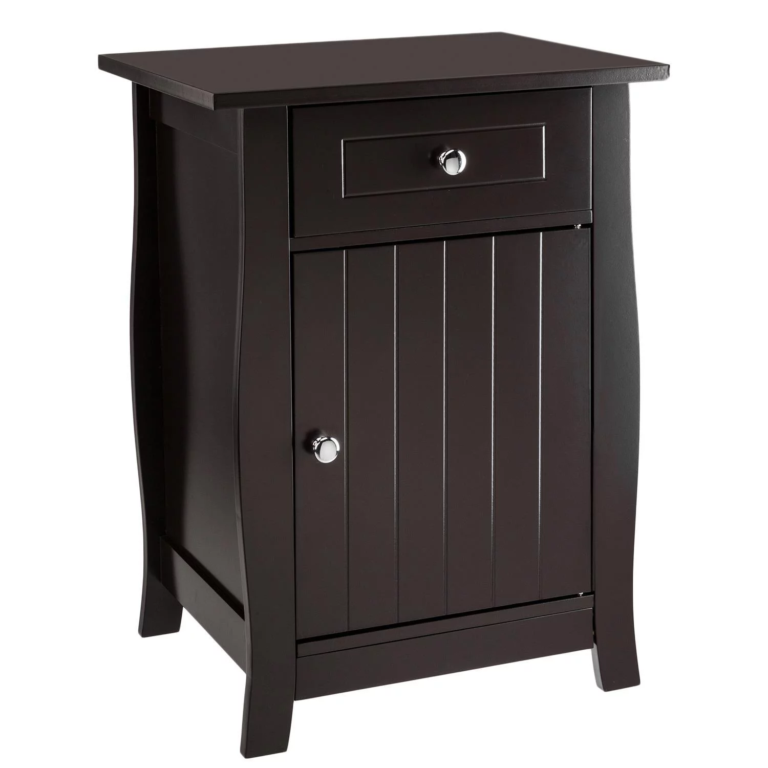Ktaxon Coffee Nightstand with Drawer & Roomy Storage Cabinet Bedside End Tables for Bedroom 24.5