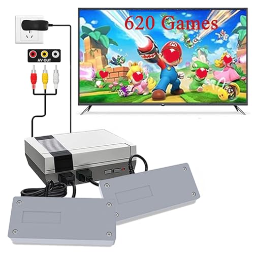 Retro Game Console with 620 Classic Edition Games, Classic Mini Handheld Video Game Console with Dual Controllers,AV Output,Plug-and-Play for TV,Nostalgia Gift for Kids & Adults,Grey