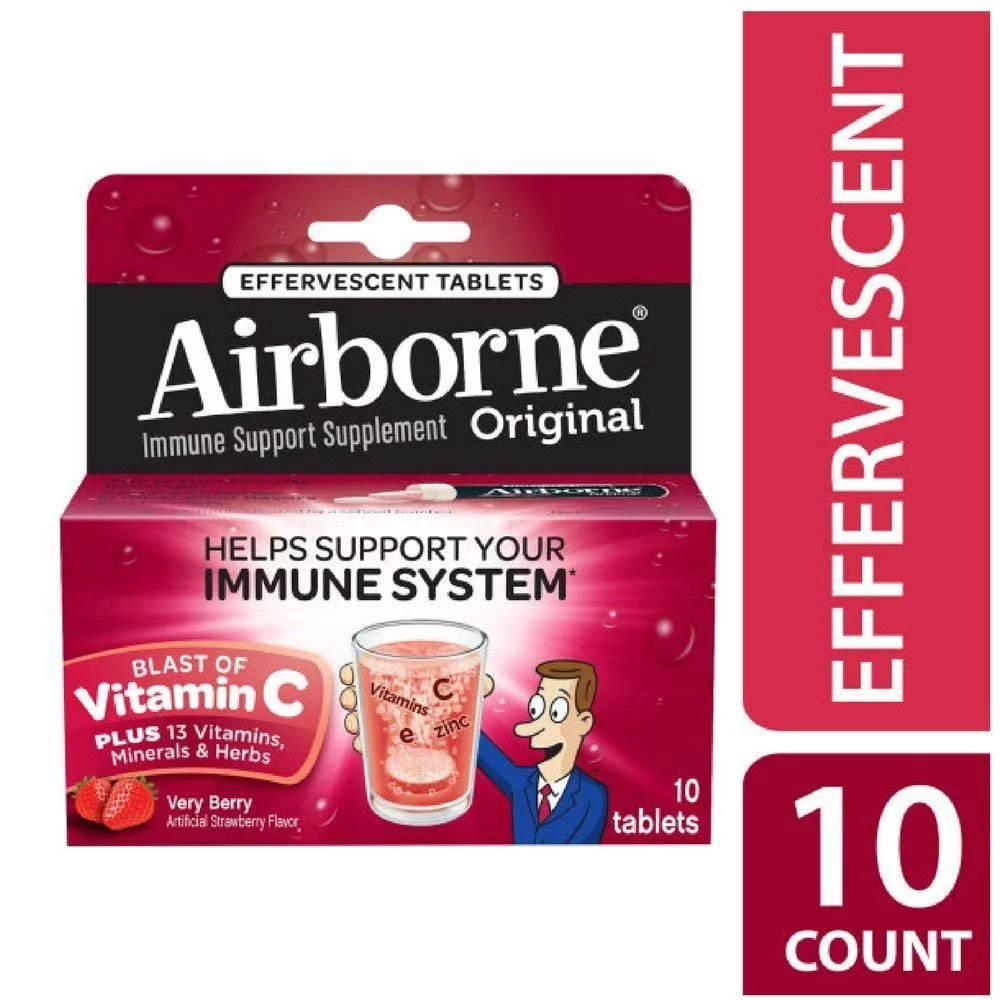 Airborne Immune Support Effervescent Blast Vitamin C Very Berry, 4-pack