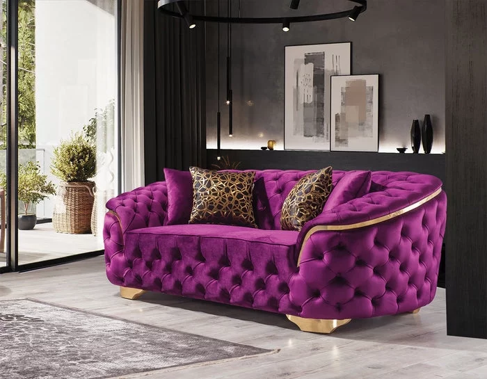 Lupino Purple Velvet Sofa & Loveseat
