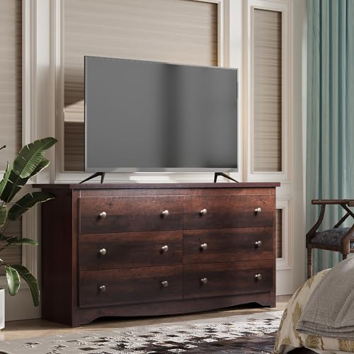 WLIVE Wood Dresser with 5 Drawers, Black Wooden Storage Cabinet, Organizer Drawers for Bedroom, Living Room, Hallway, Measuring 15.75