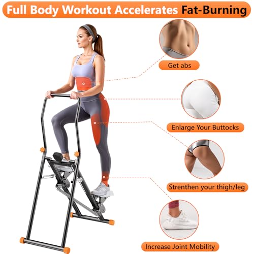 Stair Stepper for Home, Upgraded Vertical Climber Machine for Full-Body Workout, Compact Folding Cardio Exercise Climber, Resistance Adjustable Handlebar & Pedals