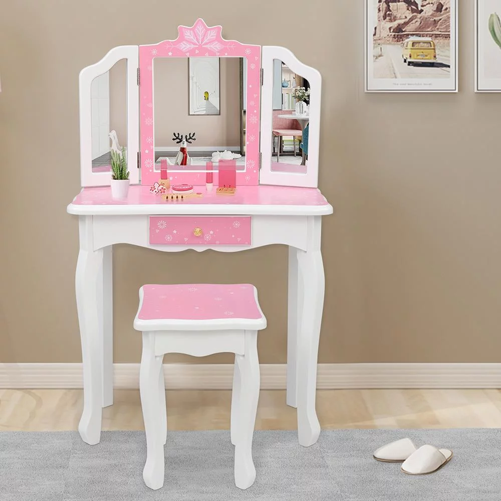 Winado Kids Vanity Table and Chair Set with Mirror Makeup Dressing Table with Drawer Fashion