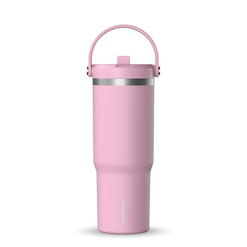 Hydrapeak Nomad 24 oz Tumbler with Handle and Straw Lid, Leakproof, Double Insulated, 24oz Cup Stainless Steel (Blush)