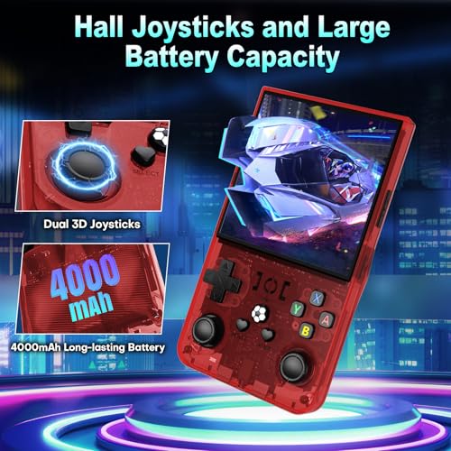 R36MAX Handheld Retro Game Console,Retro Video Game Console Built-in Games,4.0 inch IPS Screen,Linux System with Professional Gaming Chip,4000mAh Rechargeable Battery(Transparent Gray)