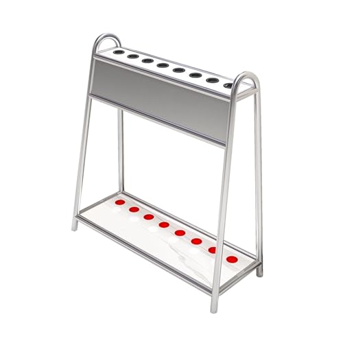 Metal Pool Cue Holder Stand - Portable Tabletop Rack for Up to 8 Pool Sticks & Billiard Accessories - Perfect for Game Room & Billiard Room (Silver)