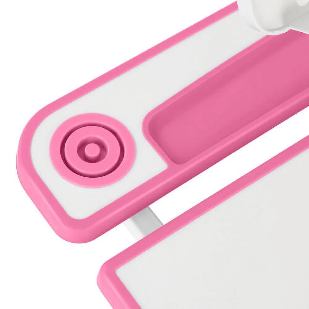 COSVALVE Height Adjustable Kids Study Desk & Chair Set Children Girl Table Large Writing Board Desk with LED Lamp,Drawer,Bookstand,Chair Cover(Pink)