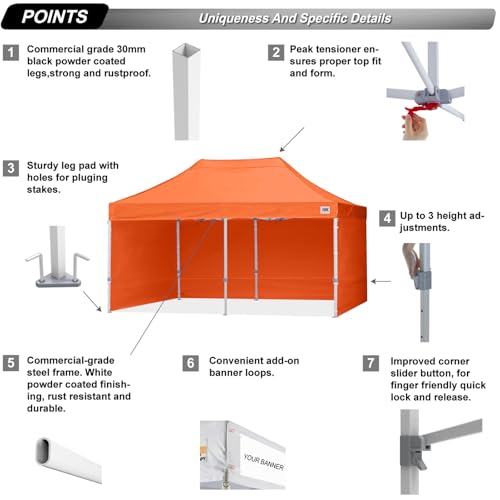 ABCCANOPY Easy Pop Up Canopy Tent with Sidewalls 10x10 Commercial -Series, White