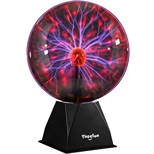 Theefun Plasma Ball: 8 Inch Plasma Globe Touch & Sound Sensitive Ball Lamp Electric Lightning Novelty Light for Parties, Home, Prop, Room Decoration, Christmas Gifts