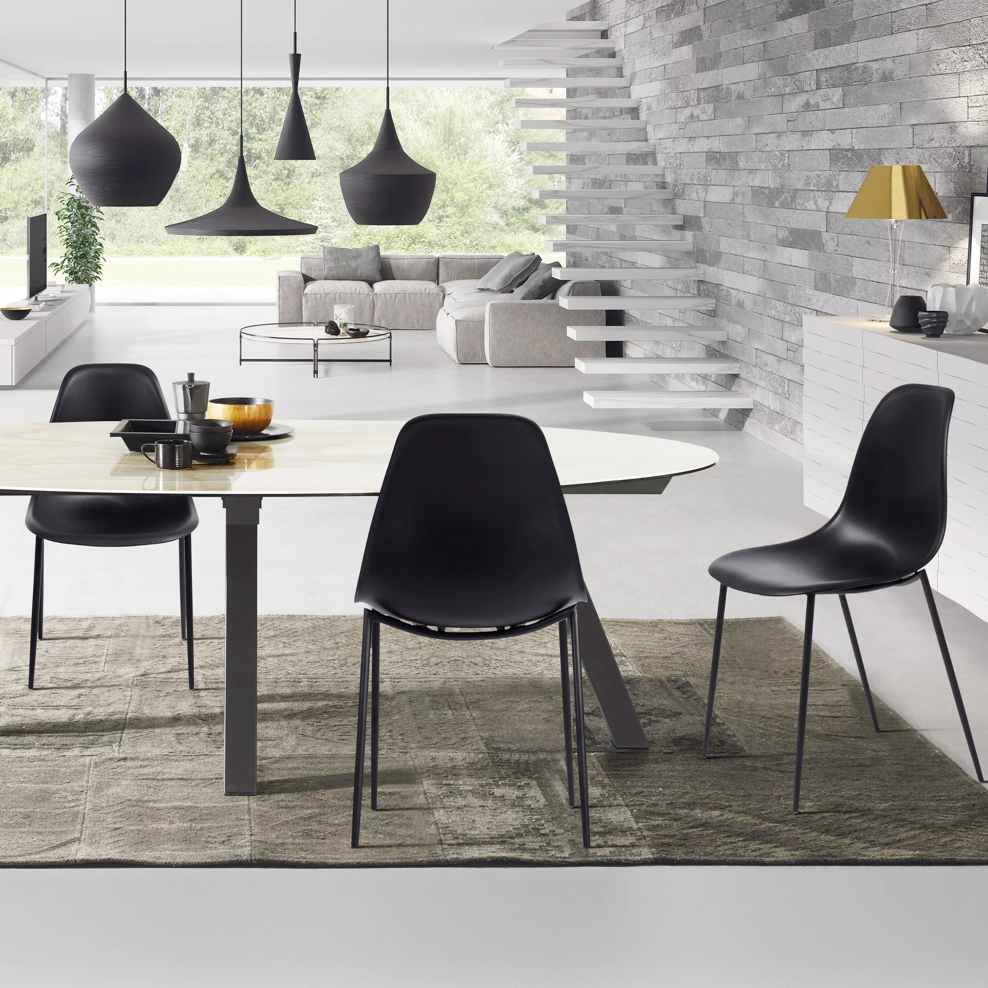 Poly & Bark Isla Chair in Black (Set of 4)