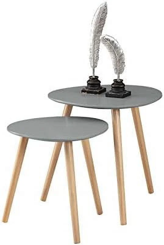 KHBIULIFE Oslo Nesting End Tables  Gray / Light Oak