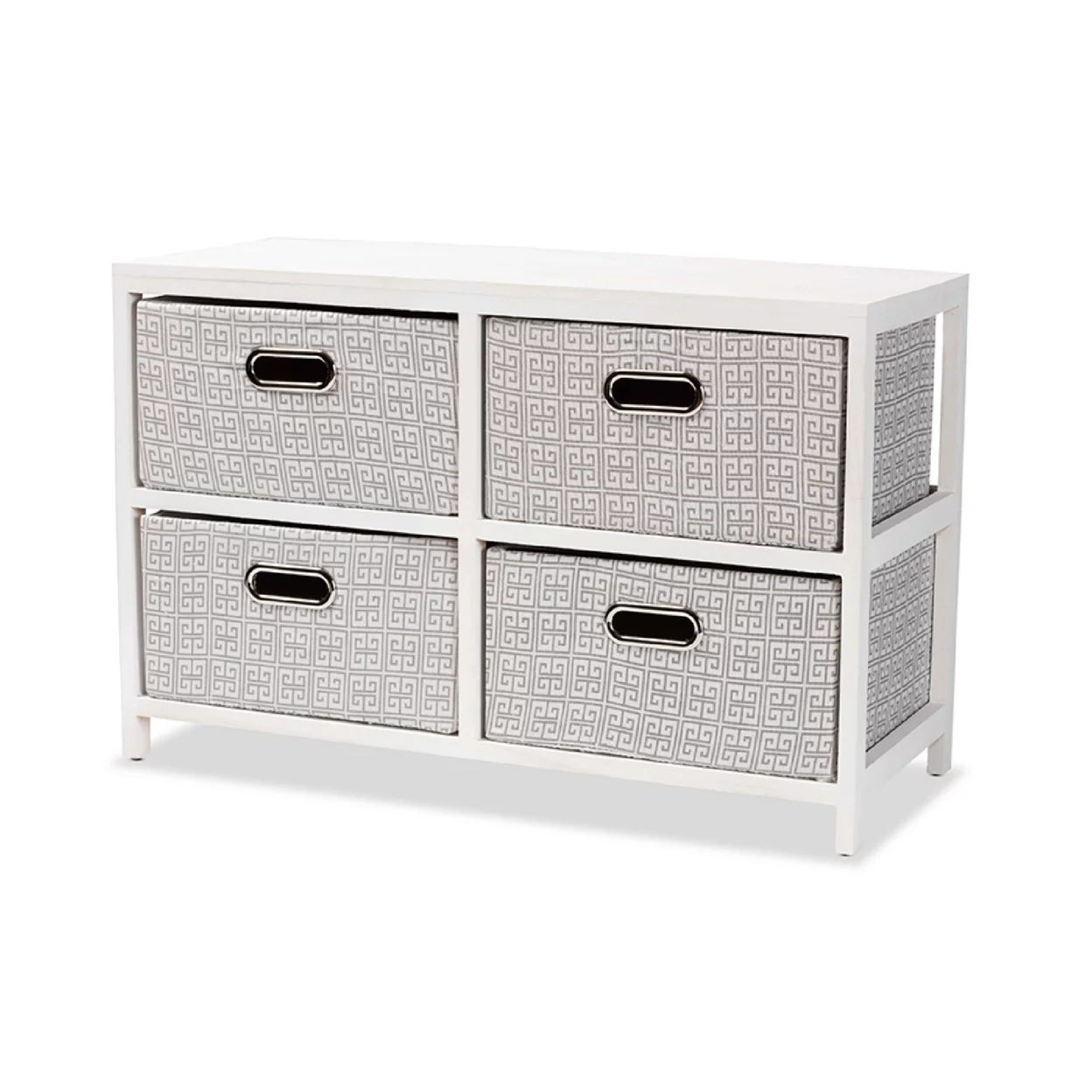 Baxton Studio Camber Modern and Contemporary White Finished Wood 4-Basket Storage Unit,Wholesale Interiors