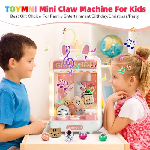 Mini Claw Machine, Claw Machine for Kids with Lights, Mini Vending Machine with Little Toys, Arcade Games Machines, Kids Claw Machine, Adjustable Sound and Music, Toys for Ages 8-13
