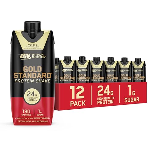 Optimum Nutrition Gold Standard Protein Shake, 24g Protein, Ready to Drink Protein Drinks, Chocolate, 11 Fl Oz, 12 Count (Pack of 1) (Packaging May Vary)