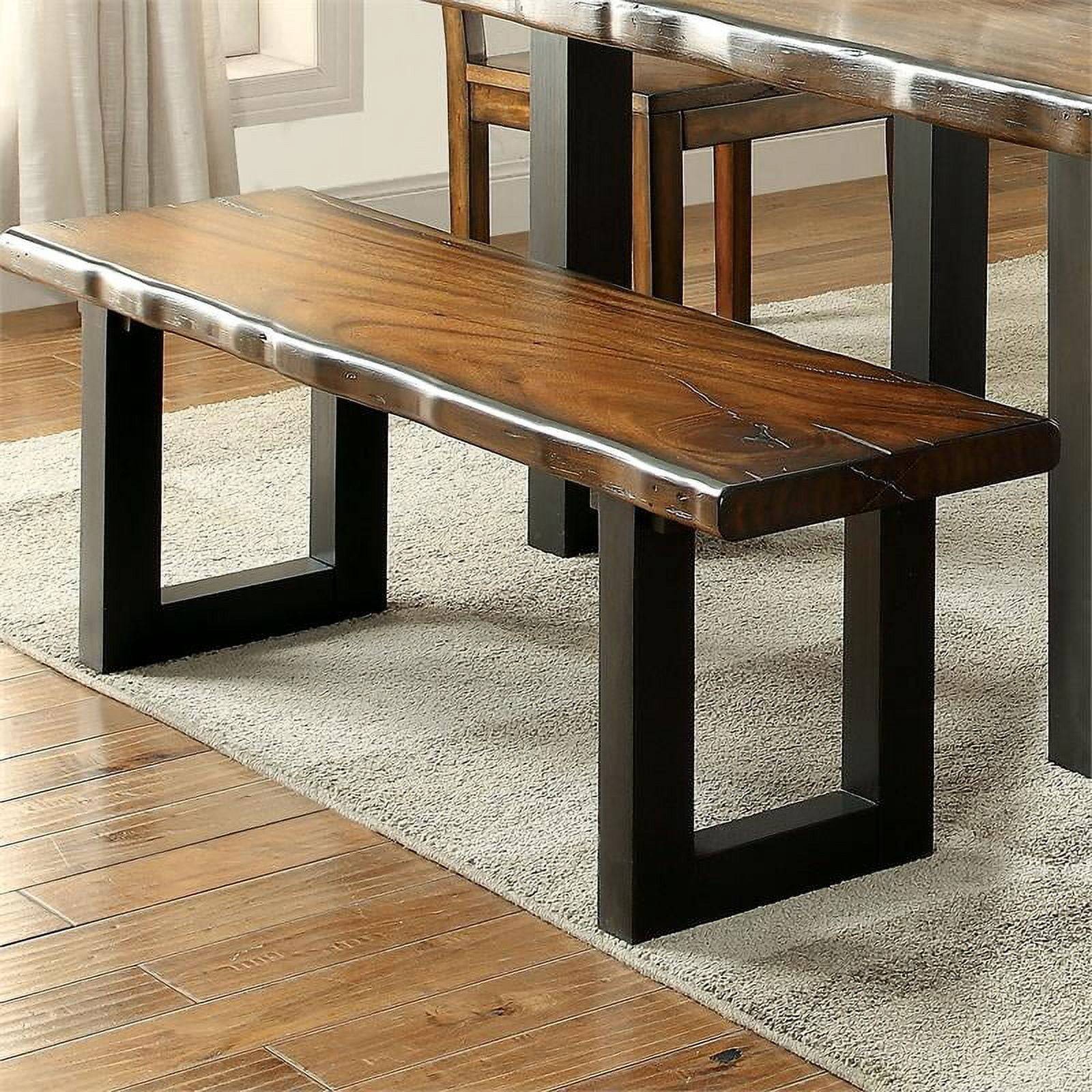 Furniture of America Buntix Wood Dining Bench, Tobacco Oak Finish