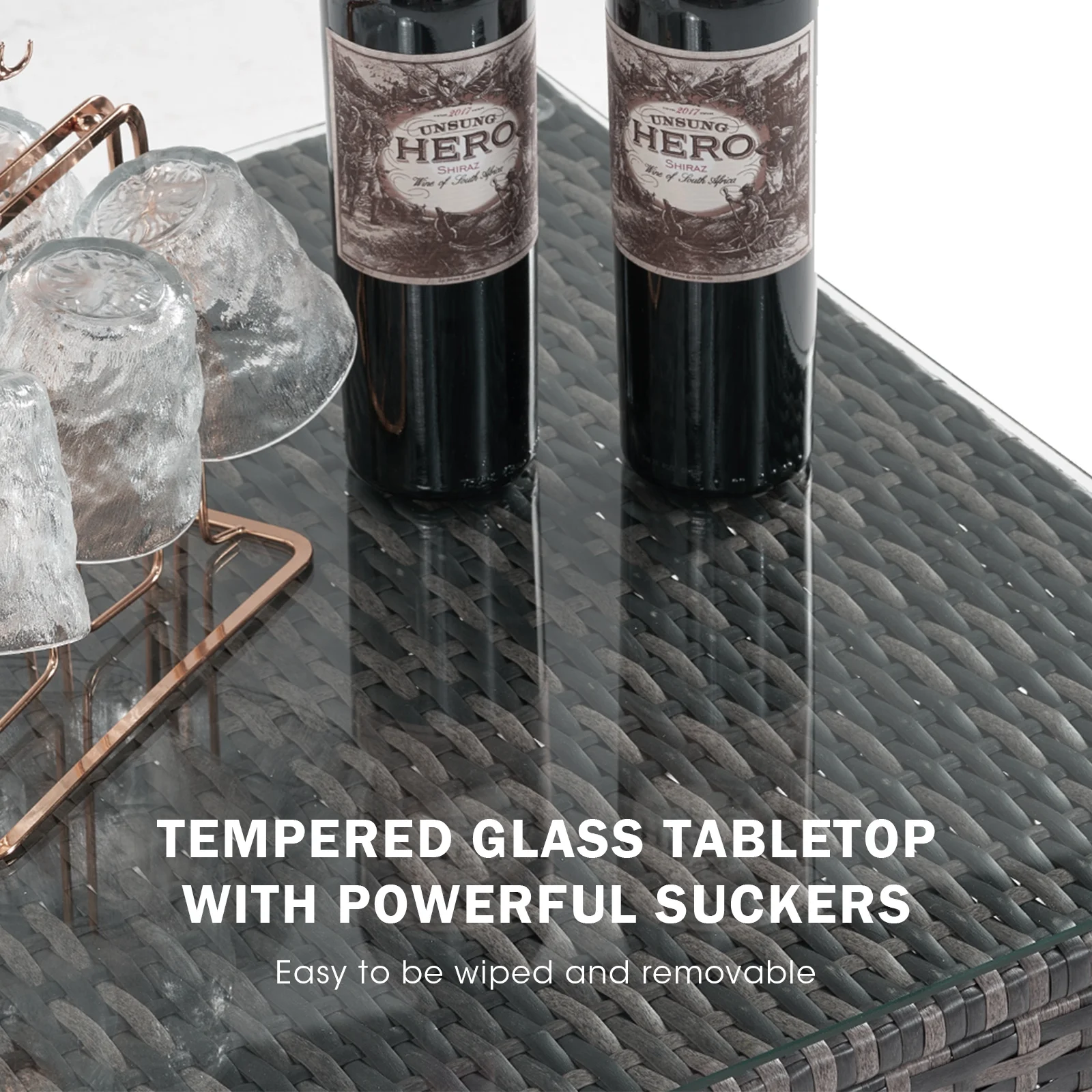 Sunmthink 8 Pcs Patio Furniture Sets with 50000 BTU FirePit Table, Grey