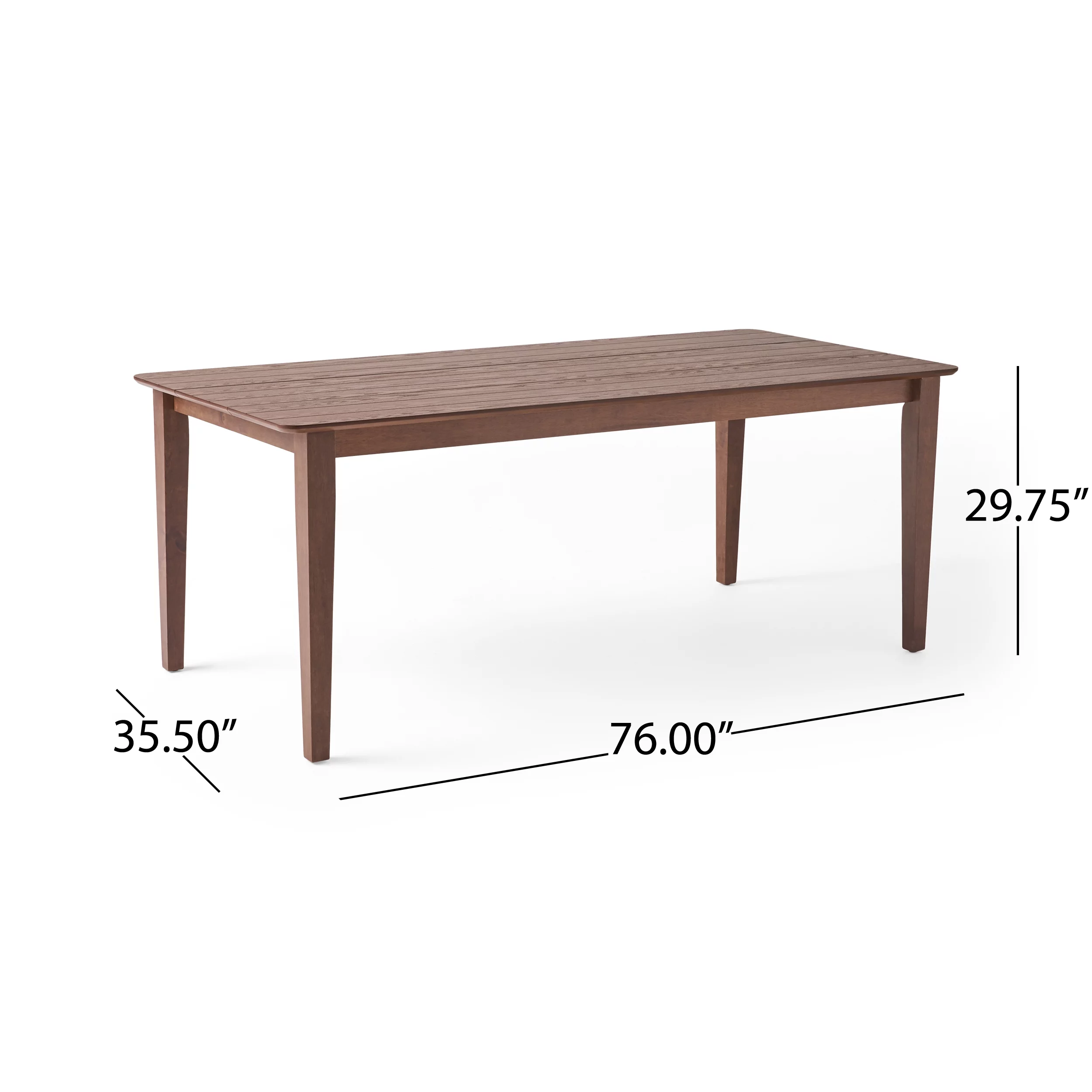 Noble House Lylah Rectangular 8 Seat Farmhouse Dining Table, Walnut Finish