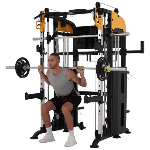 Altas Strength Smith Machine with Lever Arms Pulley Ratio 2:1 Squat Rack Pull Up Bar Upper Body Strength Training Leg Developer Light Commercial Home Gym Strength Training 3061B