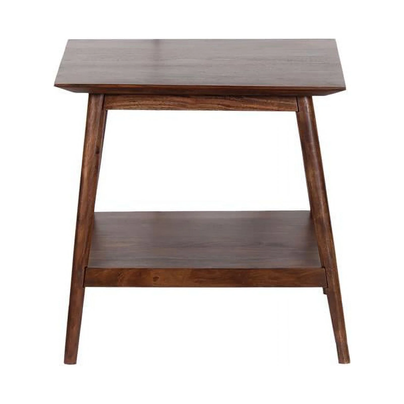 Home Square Modern Solid Acacia Wood End Table in Walnut - Set of 2