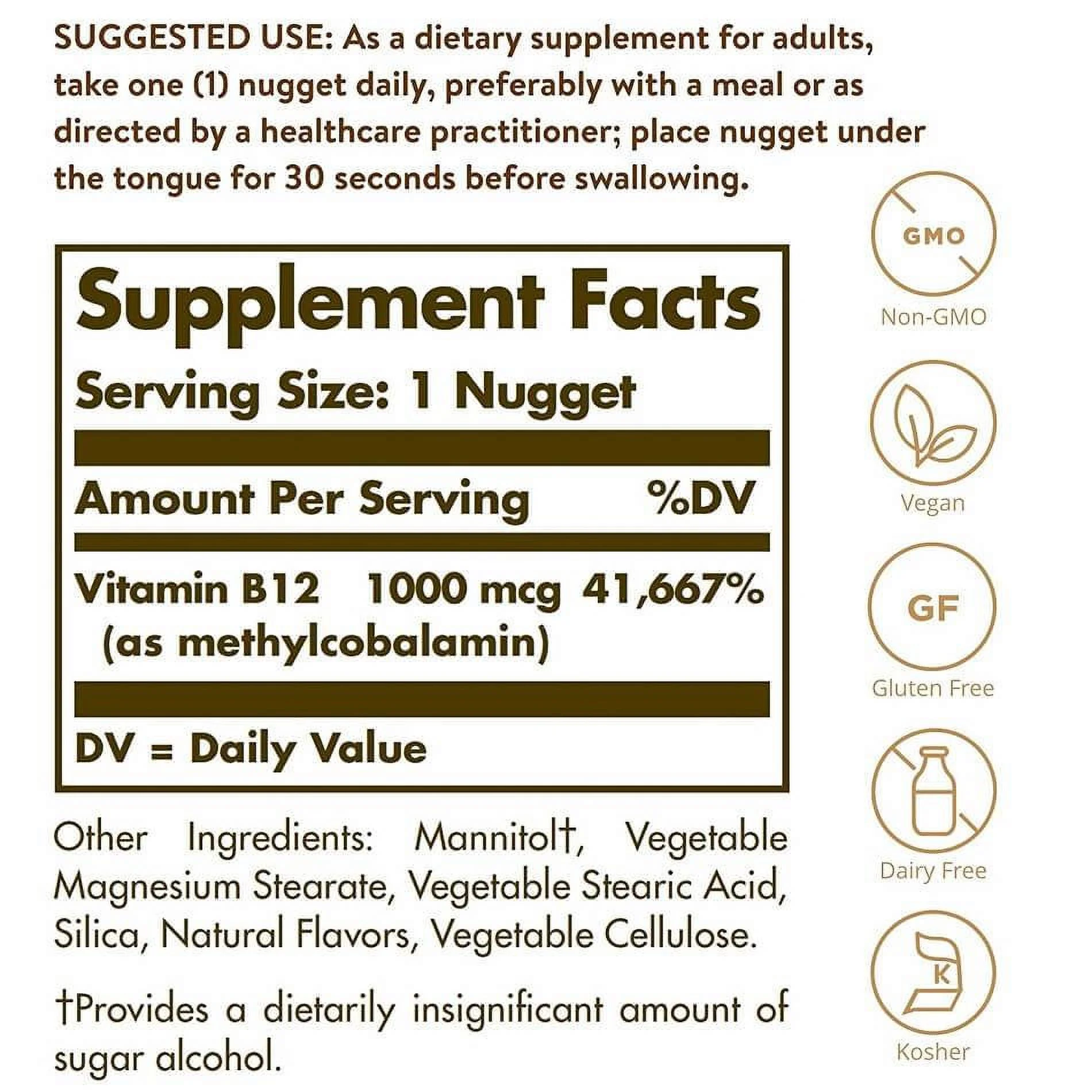 Solgar Sublingual Methylcobalamin (Vitamin B12) 1000 mcg (60 Nuggets) - 3 Packs