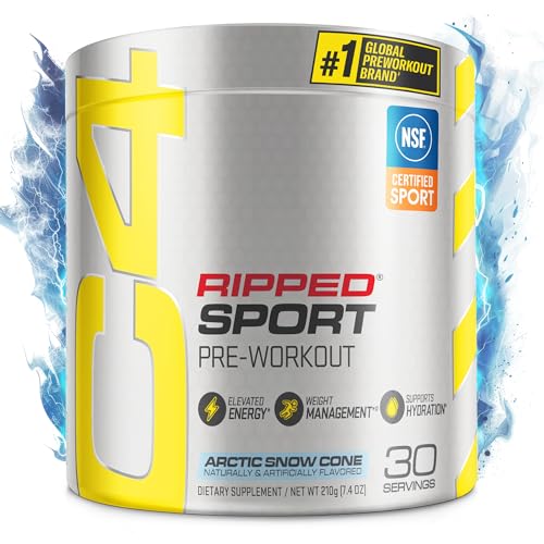 Cellucor C4 Ripped Sport Pre Workout Powder Fat Burner - NSF Certified for Sport + Sugar Free Preworkout Energy Supplement for Men & Women - 135mg Caffeine + Weight Loss - Fruit Punch, 30 Servings