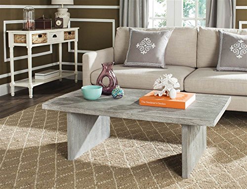 SAFAVIEH Home Collection Senjo Rouge Rattan Coffee Table, 0, Grey