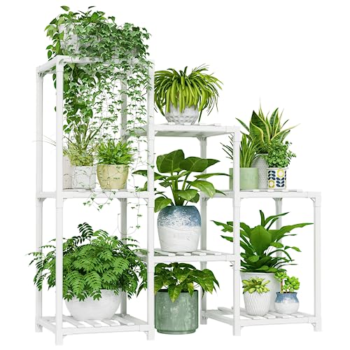 Bamworld Plant Stand Indoor Plant Shelf Outdoor Wood Plant Rack for Multiple Plants 3 Tiers Ladder Plant Pot Holder for Living Room Patio Boho Home Decor for Gardening