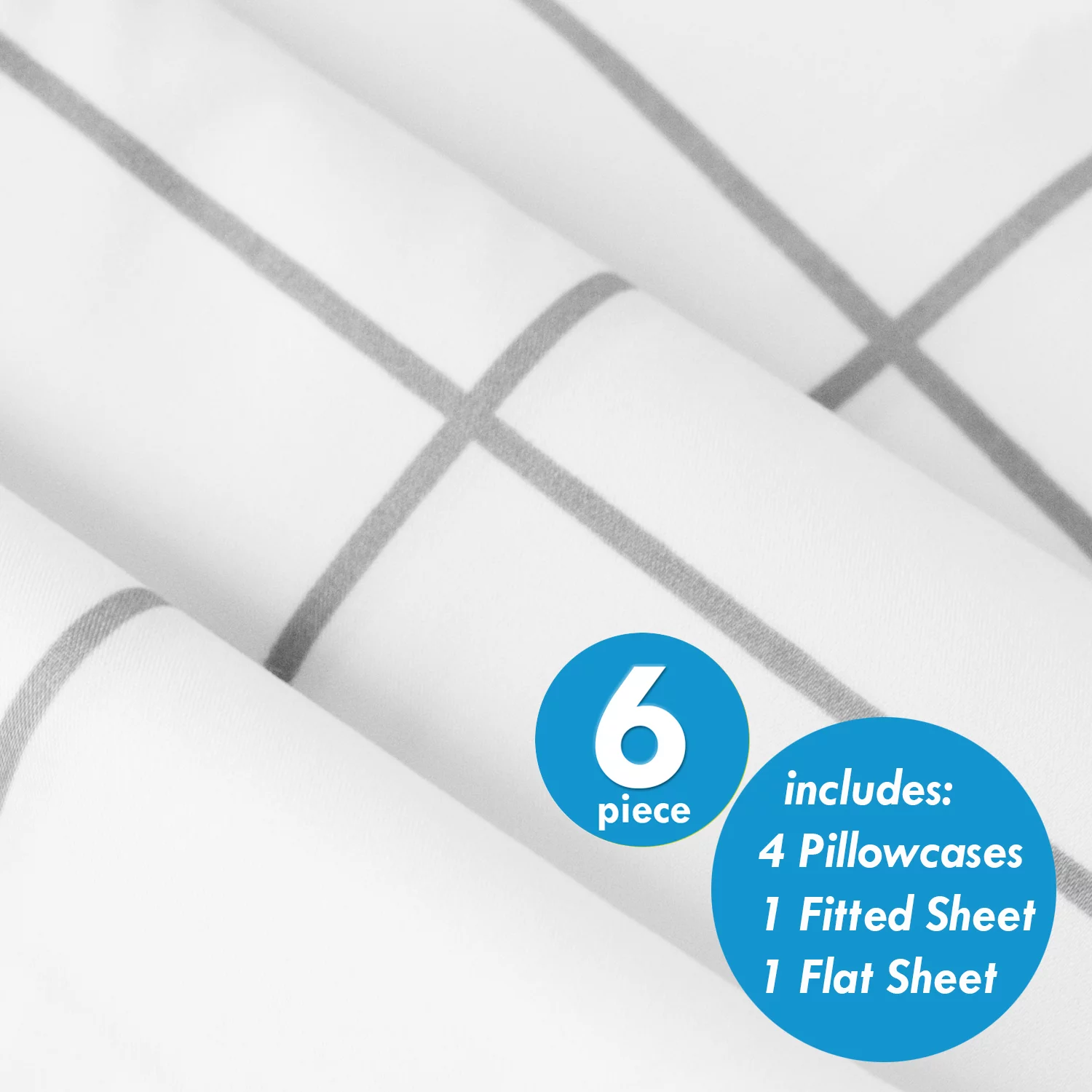 Sweet Home Collection Extra Soft Deep Pocket Window Pane Bedroom Sheet Set - White, Queen