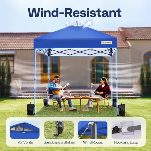 VIVOHOME 10x10ft Pop Up Canopy Tent One Push Setup Outdoor Portable Shelter Tent Heavy Duty with Wheel Carry Bag and 4 Sandbags, White