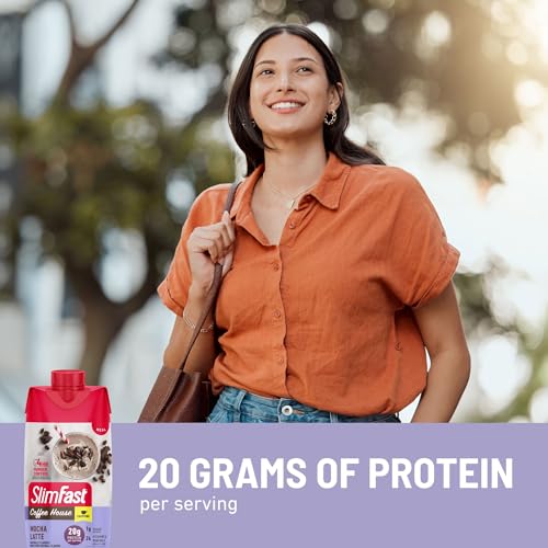SlimFast Protein Shake, Chocolate- 20g Protein, Meal Replacement Shake Ready to Drink, High Protein with Low Carb and Low Sugar, 24 Vitamins and Minerals, 12 Count (Pack of 1) (Packaging May Vary)