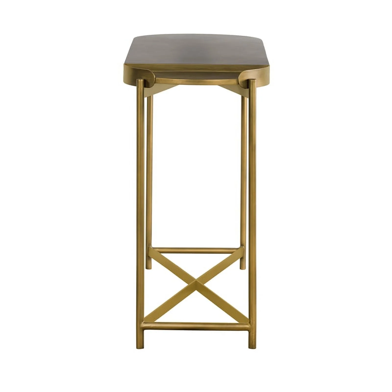 Maklaine Modern Metal/Concrete Console Table in Antique Brass/Gray