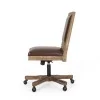 GDF Studio McGillen French Country Upholstered Swivel Office Chair, Dark Brown Faux Leather and Natural