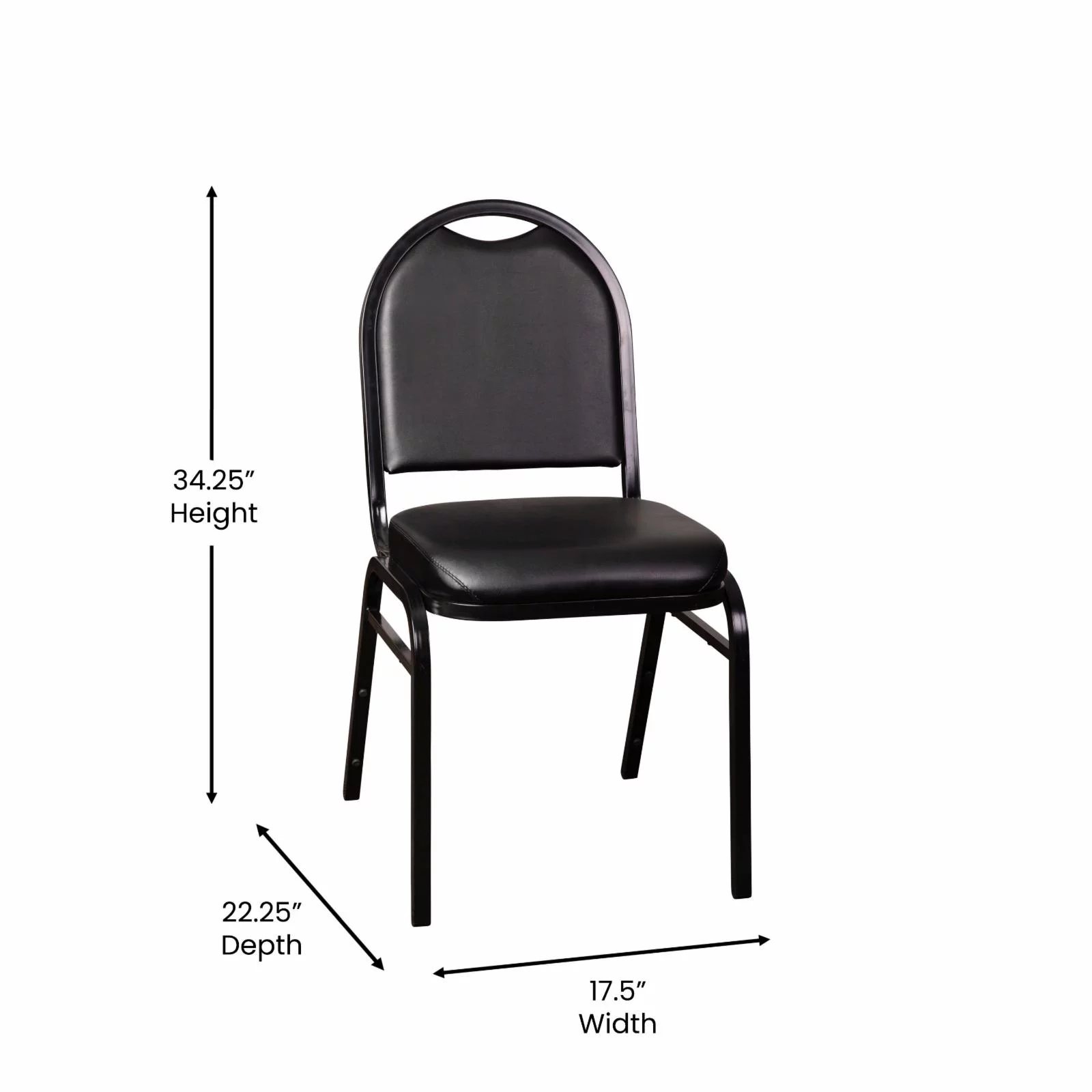 Flash Furniture HERCULES Series Vinyl/Metal Banquet Dome Back Stacking Chairs Black/Silver Vein 4