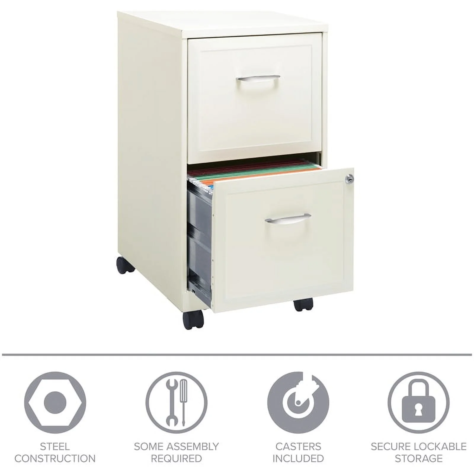 Scranton 2 Drawer Steel Mobile File Cabinet in Pure White