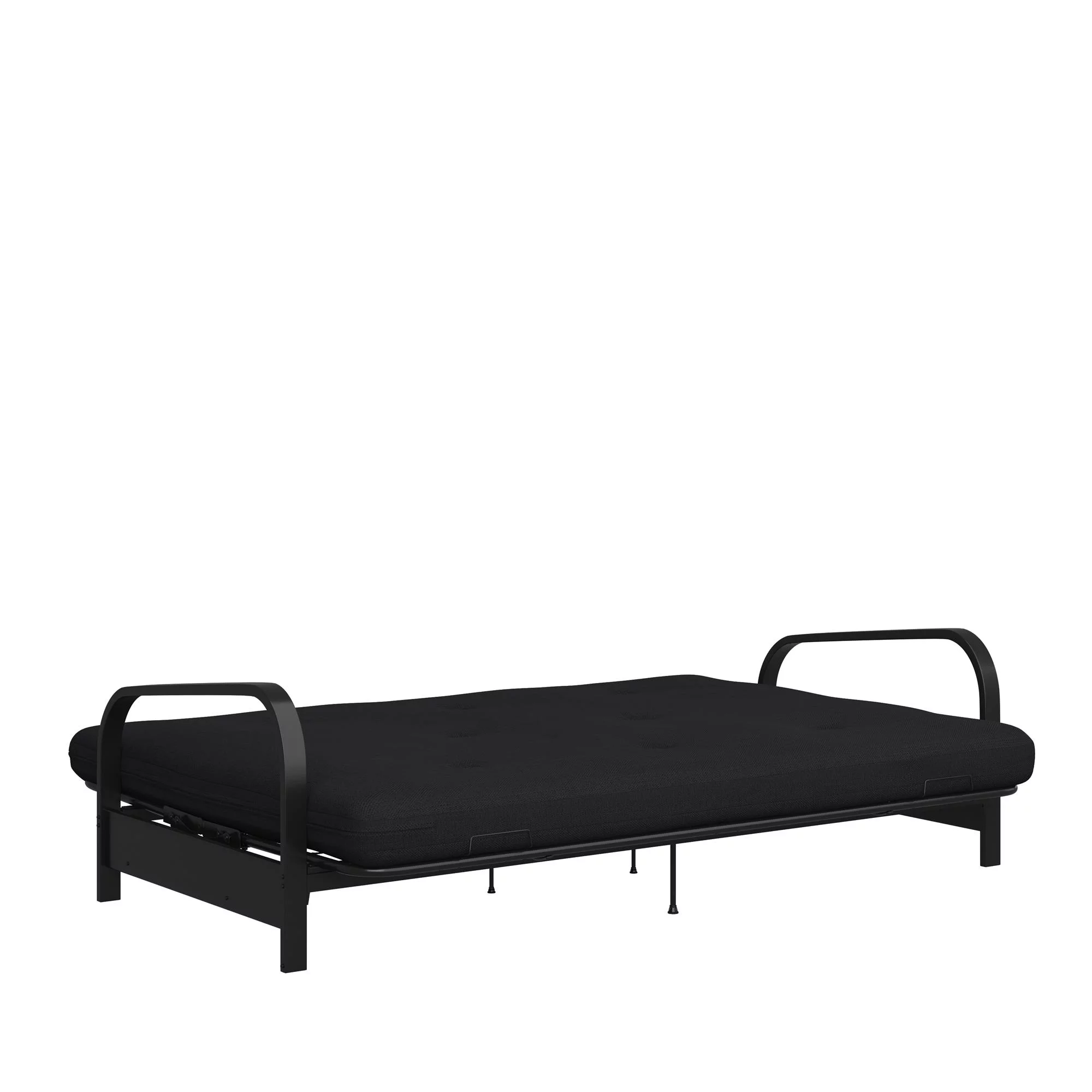 Caddie 6-Inch Futon Mattress with Tufted Cover and Recycled Polyester Fill, Full, Black Linen