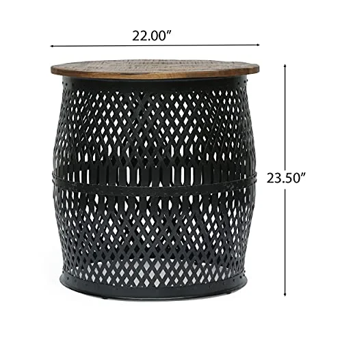 Christopher Knight Home Niver Side Table, Black + Natural