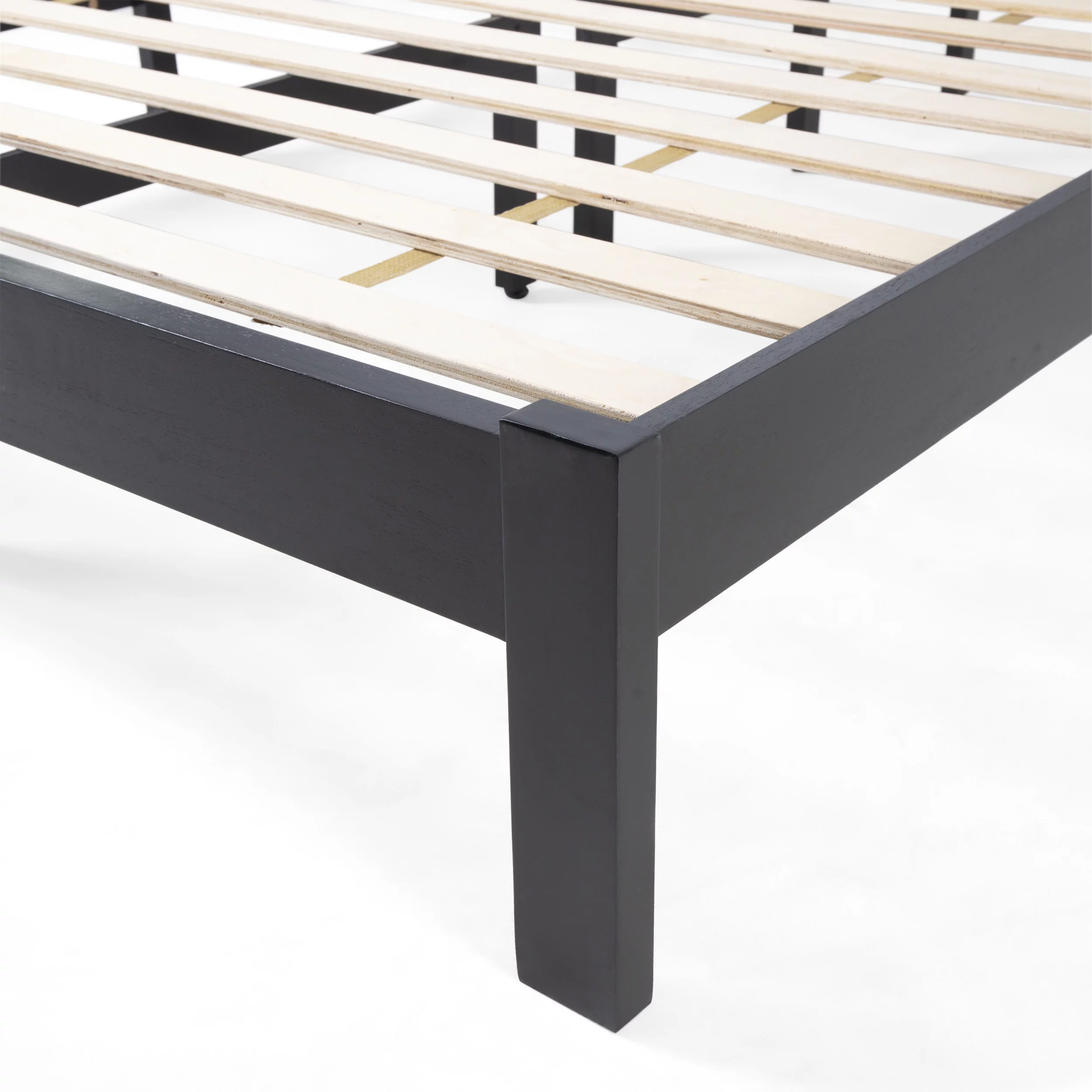 GDF Studio Moneta Farmhouse Acacia Wood Queen Bed, Black