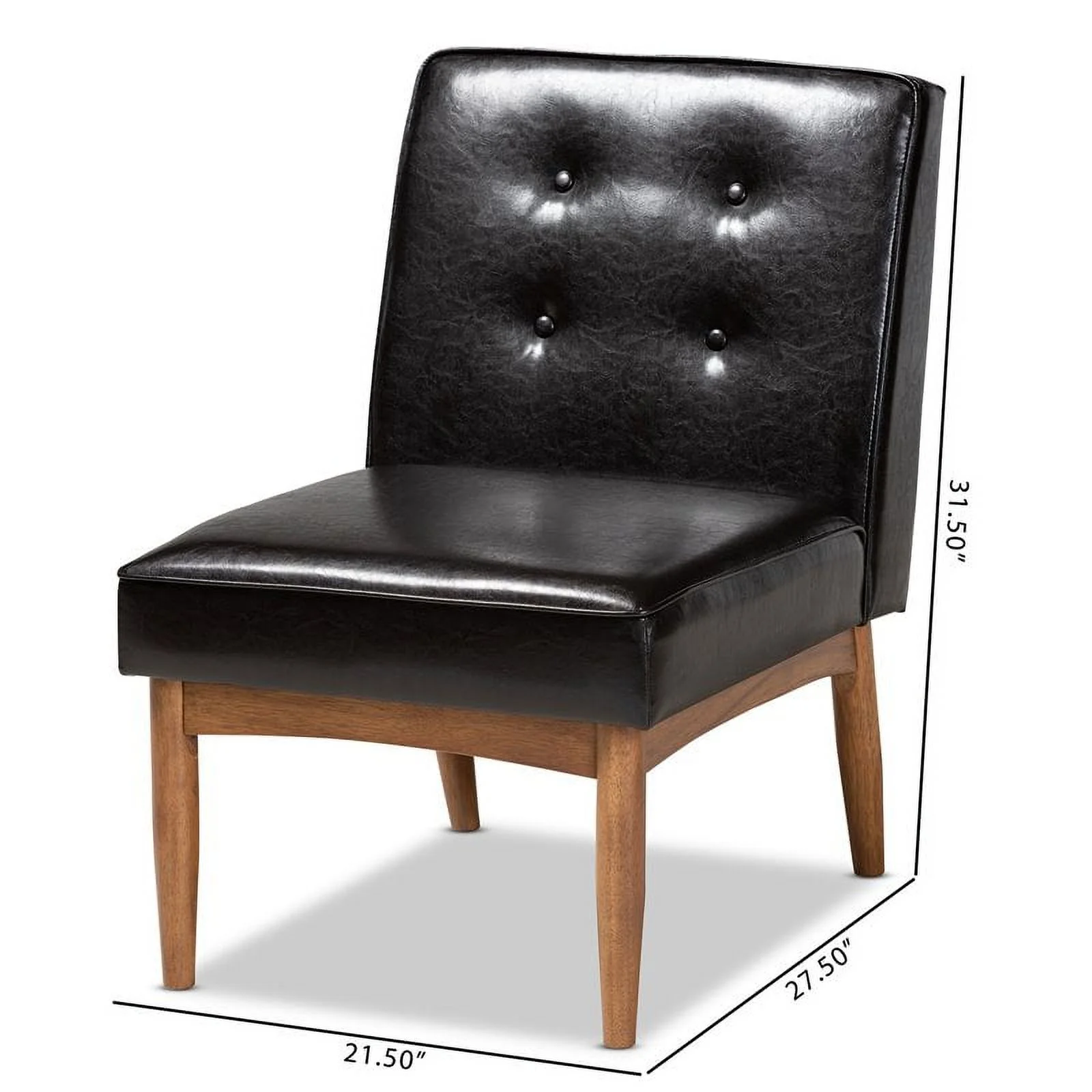 Bowery Hill Dark Brown Faux Leather Upholstered Wood Dining Chair